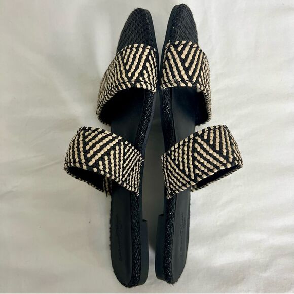 UNIVERSAL THREAD NWOT Woven Slide Sandal Flat Double Strap Black Cream Size 7 - Picture 6 of 10